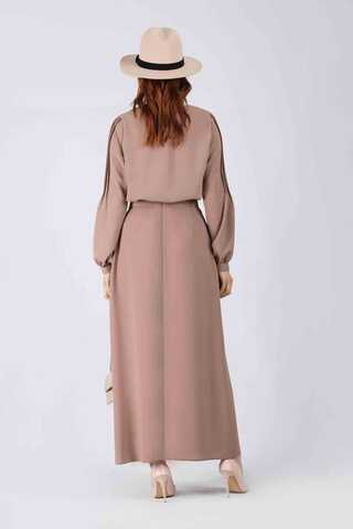 Ribbed Skirt Blouse Set Mink - 5