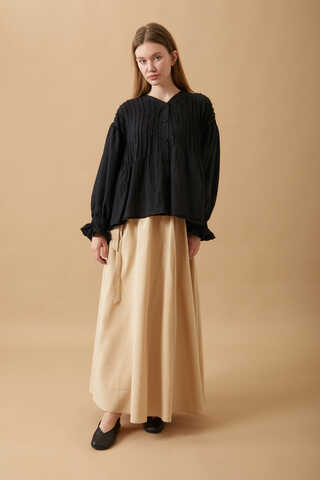 Ribbed Voile Shirt Black - 1