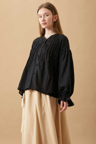Ribbed Voile Shirt Black - 2