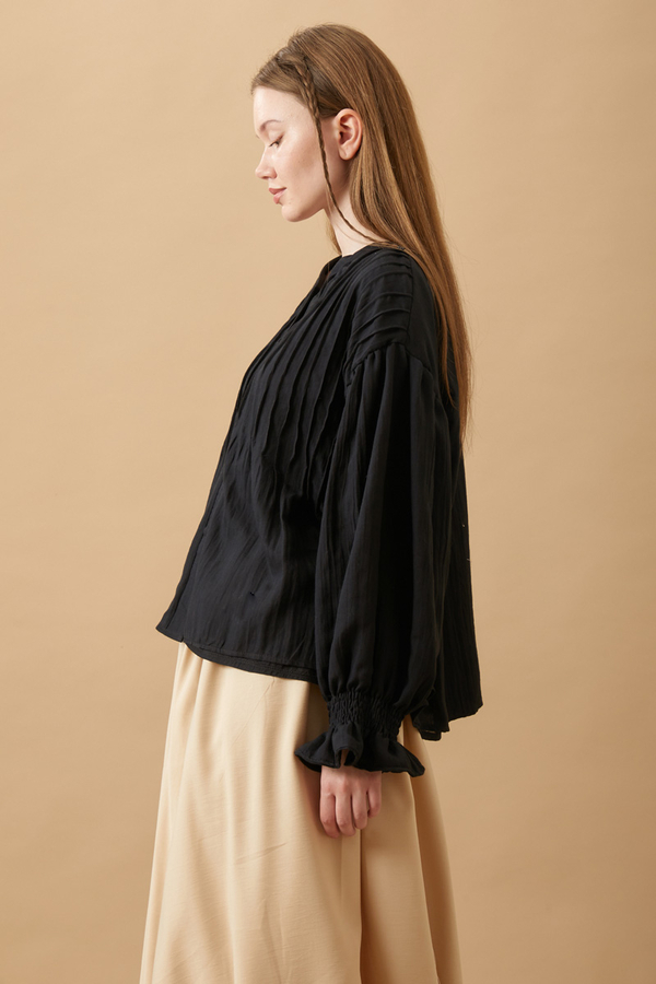 Ribbed Voile Shirt Black - 9