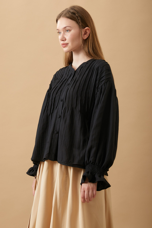 Ribbed Voile Shirt Black - 10