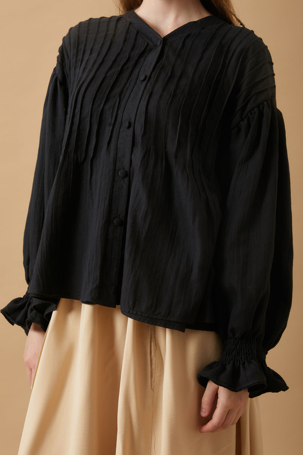 Ribbed Voile Shirt Black - 12