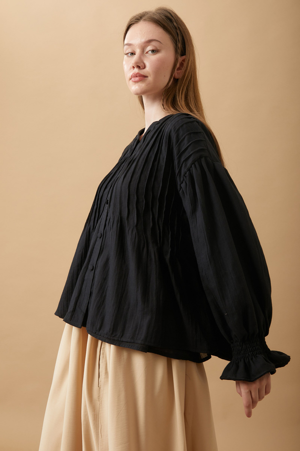 Ribbed Voile Shirt Black - 6