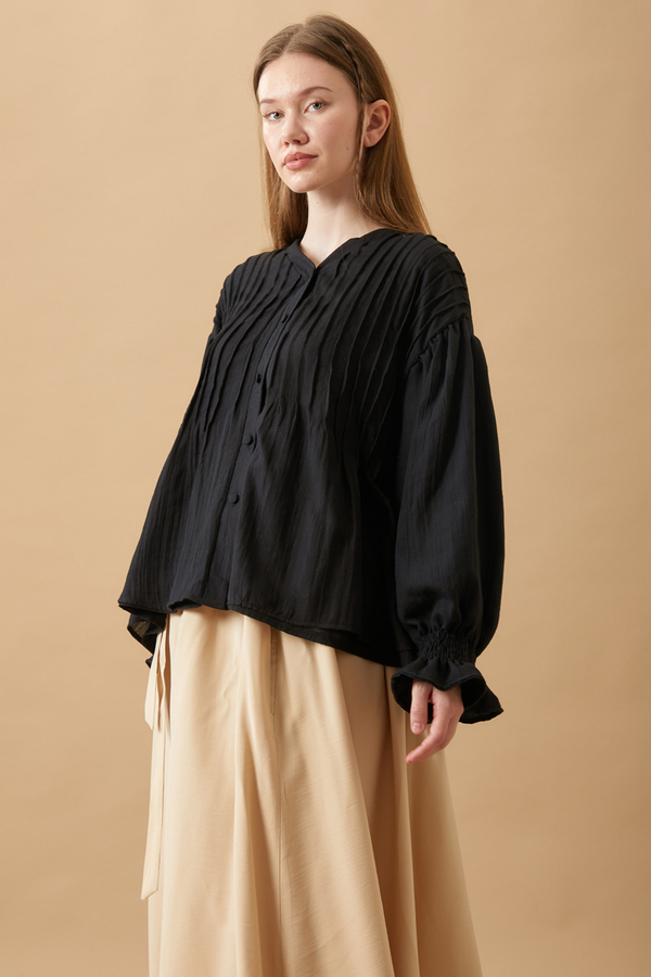 Ribbed Voile Shirt Black - 2