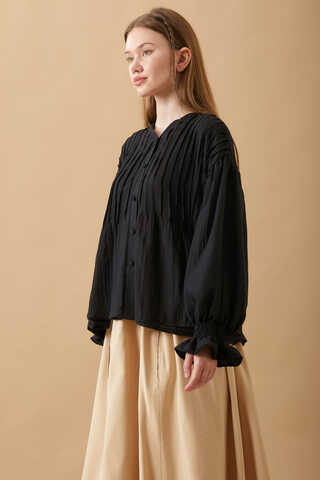 Ribbed Voile Shirt Black - 8