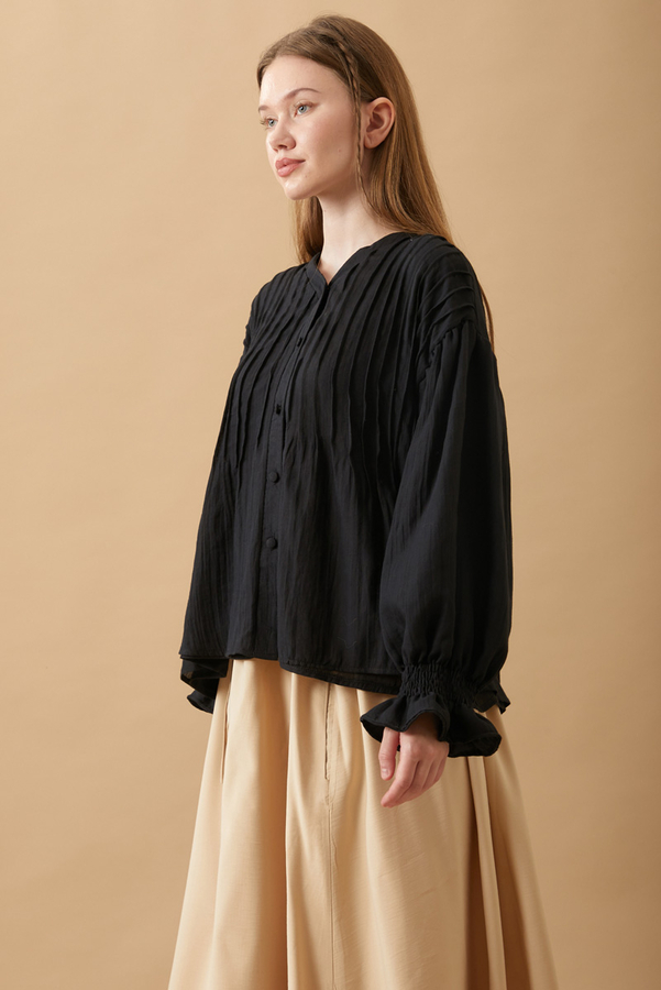 Ribbed Voile Shirt Black - 8