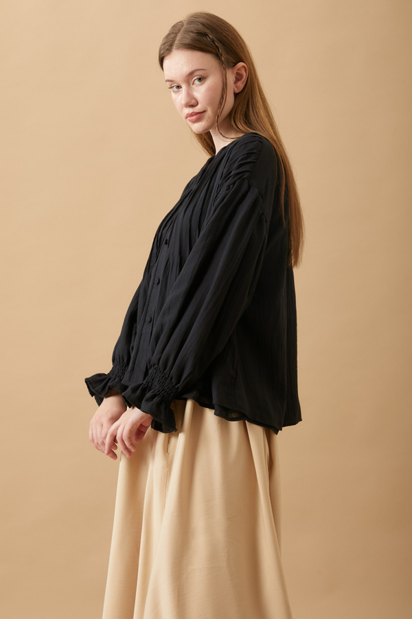 Ribbed Voile Shirt Black - 3