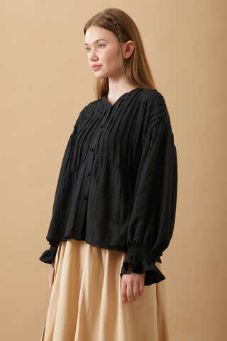 Ribbed Voile Shirt Black - 10