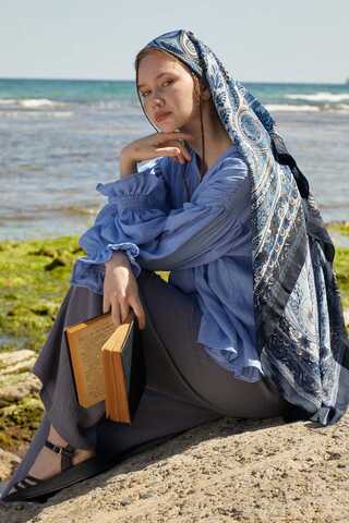 Ribbed Voile Shirt Blue - 12