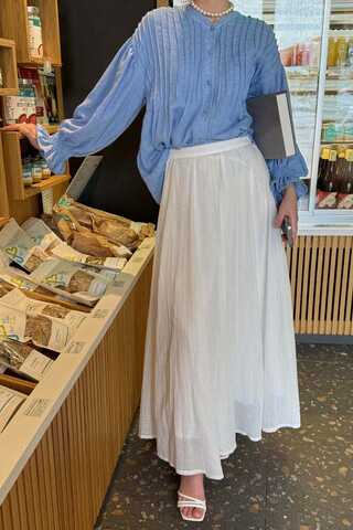 Ribbed Voile Shirt Blue - 3