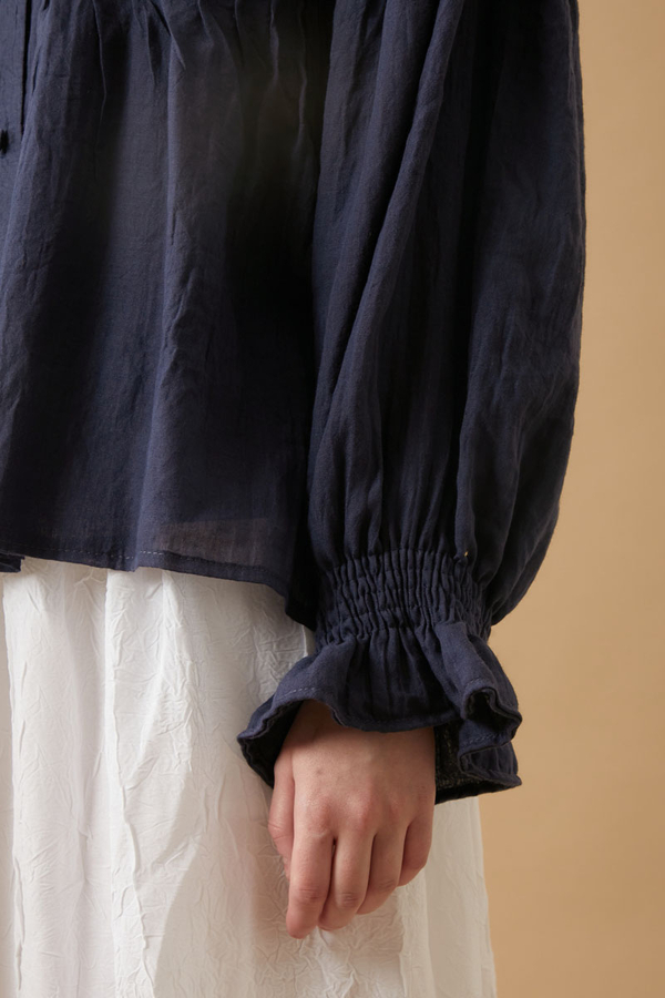 Ribbed Voile Shirt Navy Blue - 8