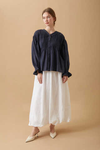 Ribbed Voile Shirt Navy Blue - 1