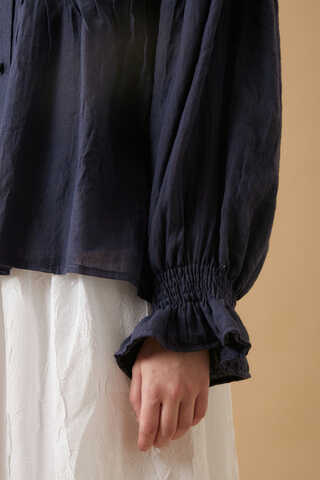 Ribbed Voile Shirt Navy Blue - 8