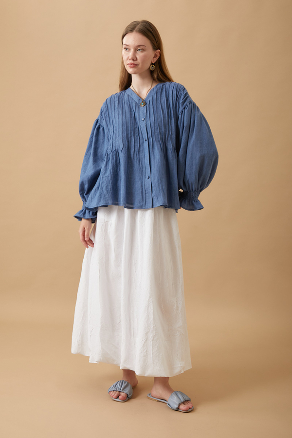 Ribbed Voile Shirt Indigo - 12