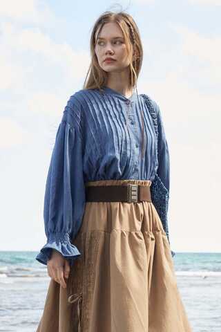 Ribbed Voile Shirt Indigo - 3