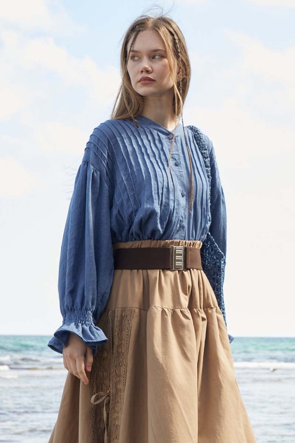 Ribbed Voile Shirt Indigo - 3