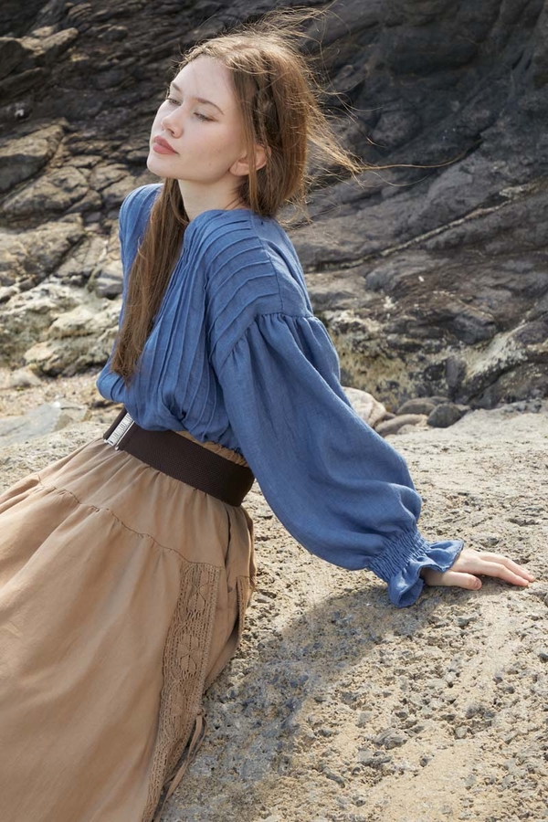 Ribbed Voile Shirt Indigo 