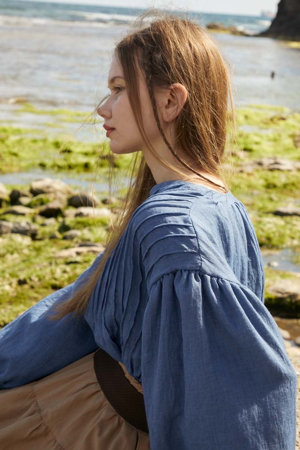 Ribbed Voile Shirt Indigo - 6