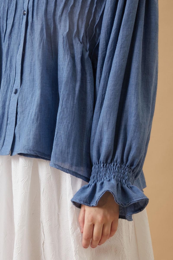 Ribbed Voile Shirt Indigo - 16