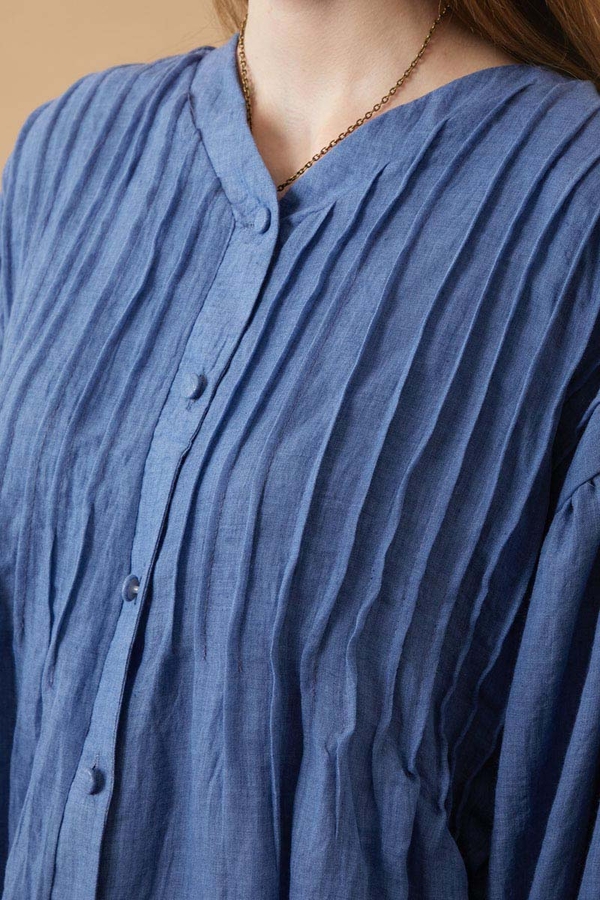 Ribbed Voile Shirt Indigo - 17