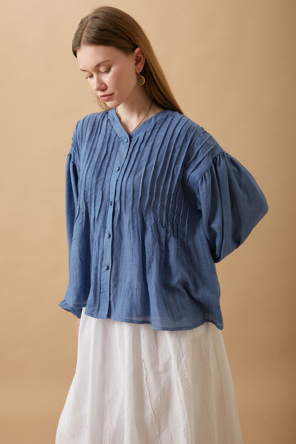 Ribbed Voile Shirt Indigo - 18