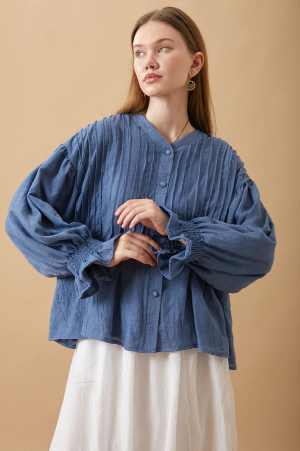 Ribbed Voile Shirt Indigo - 20
