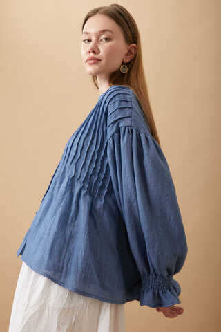 Ribbed Voile Shirt Indigo - 21