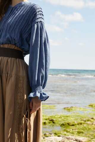 Ribbed Voile Shirt Indigo - 8