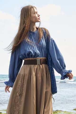 Ribbed Voile Shirt Indigo - 9