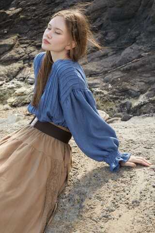 Ribbed Voile Shirt Indigo - 1