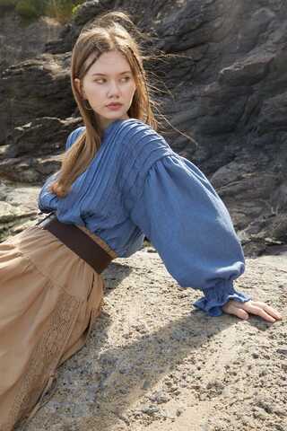 Ribbed Voile Shirt Indigo - 5