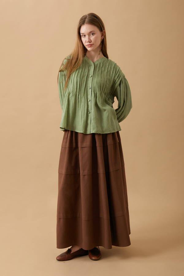 Ribbed Voile Shirt Soft Green - 11