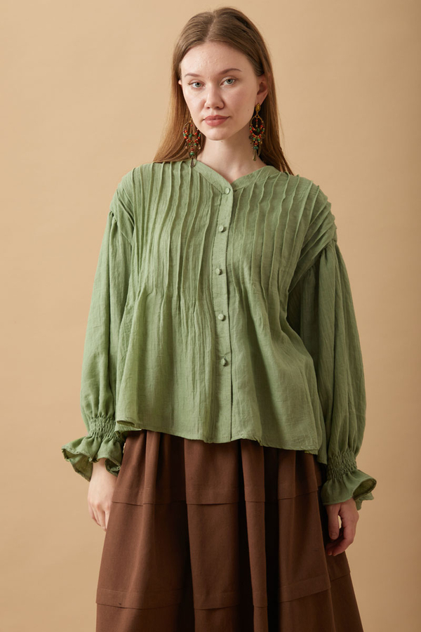 Ribbed Voile Shirt Soft Green - 12