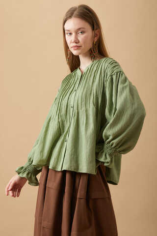 Ribbed Voile Shirt Soft Green - 14