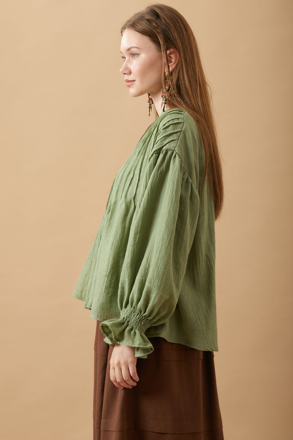 Ribbed Voile Shirt Soft Green - 15