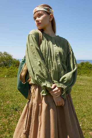 Ribbed Voile Shirt Soft Green - 8