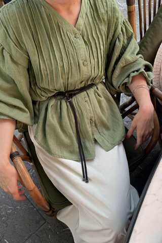 Ribbed Voile Shirt Soft Green - 1