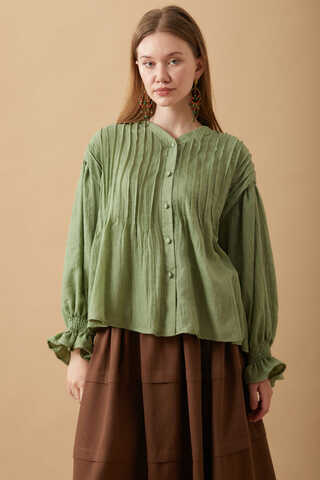 Ribbed Voile Shirt Soft Green - 12