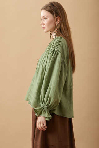 Ribbed Voile Shirt Soft Green - 15