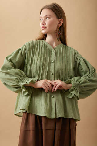 Ribbed Voile Shirt Soft Green - 19