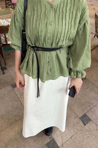 Ribbed Voile Shirt Soft Green - 3