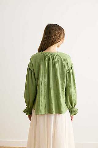 Ribbed Voile Shirt Soft Green - 5