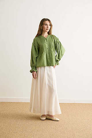 Ribbed Voile Shirt Soft Green - 1