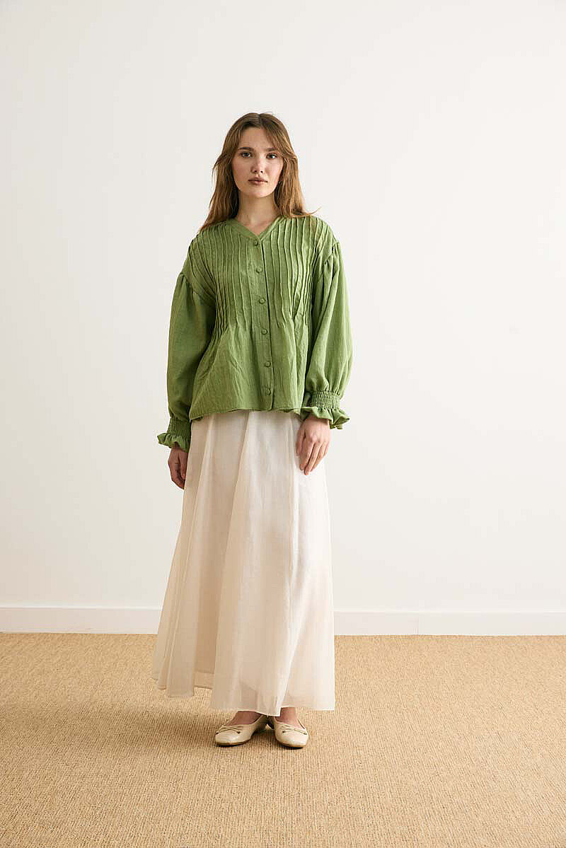 Ribbed Voile Shirt Soft Green - 2