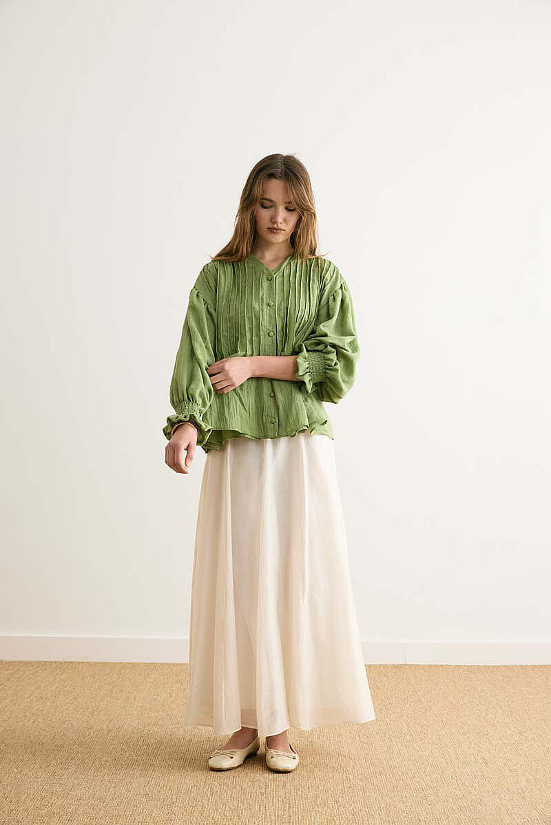 Ribbed Voile Shirt Soft Green - 4