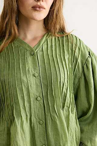 Ribbed Voile Shirt Soft Green - 7