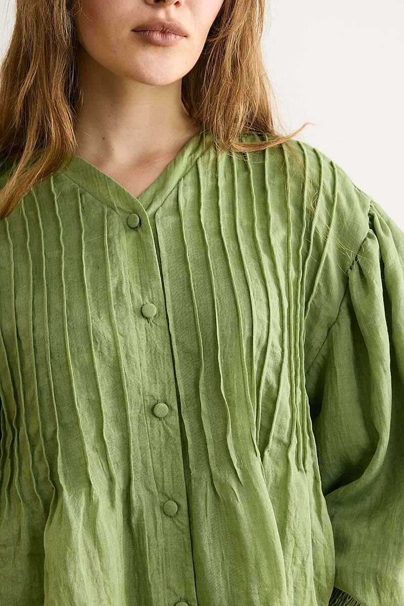 Ribbed Voile Shirt Soft Green - 7