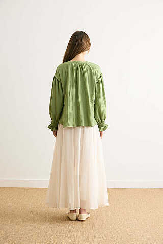 Ribbed Voile Shirt Soft Green - 8