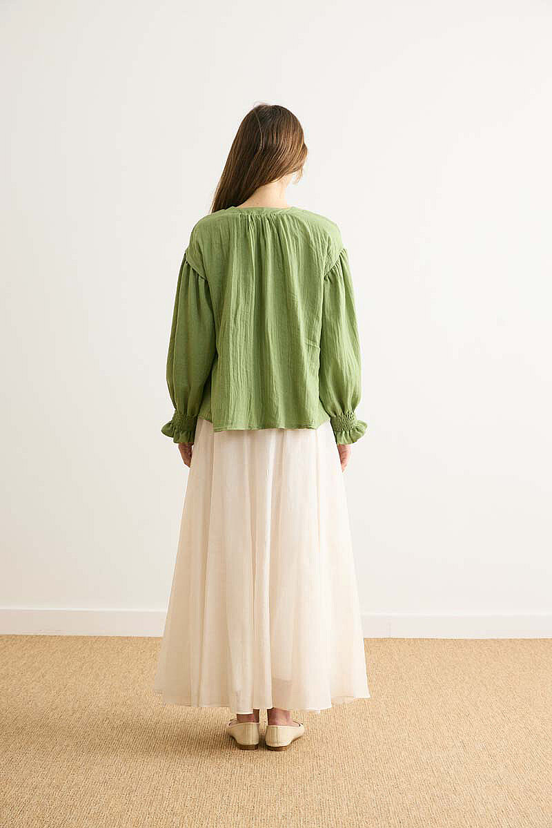 Ribbed Voile Shirt Soft Green - 8