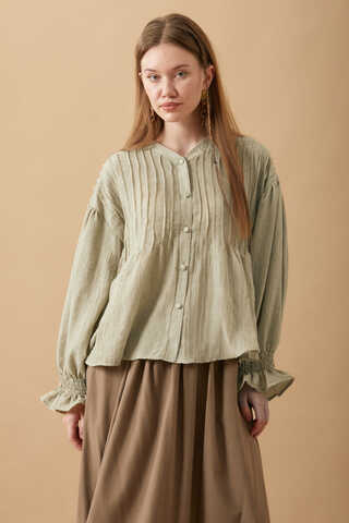 Ribbed Voile Shirt Stone - 14